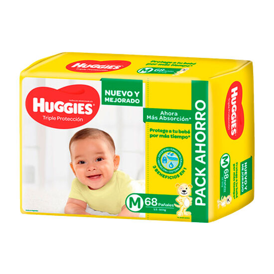 PAÑAL HUGGIES TRIPLE PROTECCIÓN  Mx68